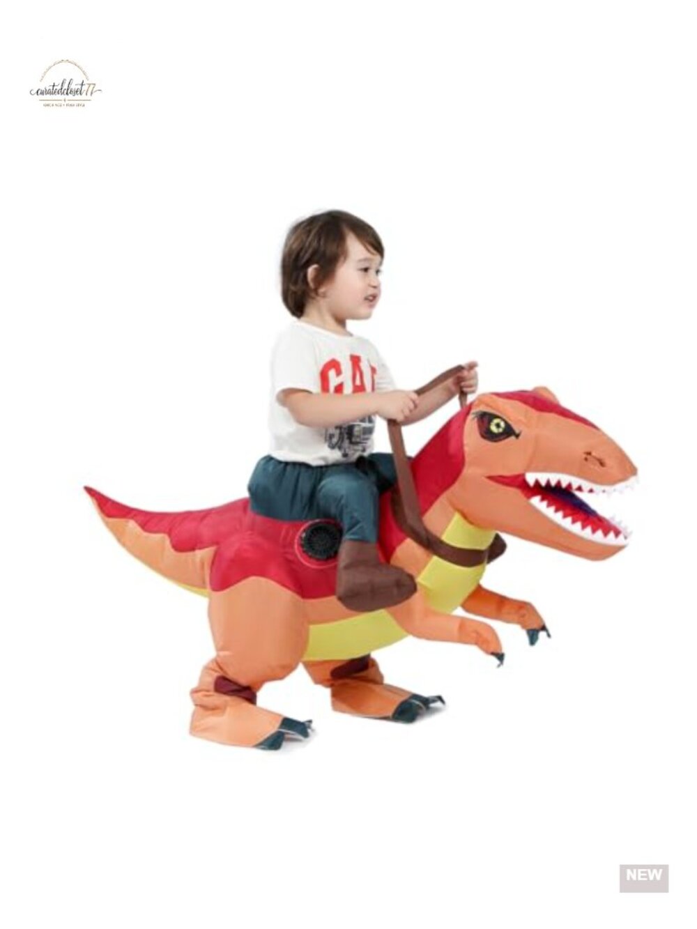 Inflatable Dinosaur Costume Kids Toddler Ride On Cosplay Fan 95% Polyester 5%